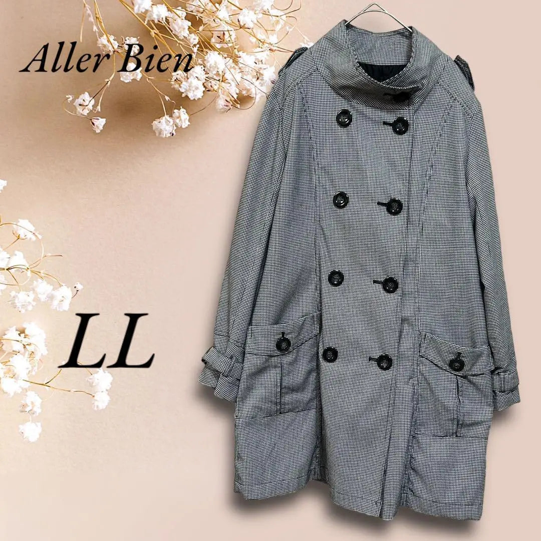 3SC3381 [Aller Bean] Women's Trench Coat Houndstooth Pattern Bicolor