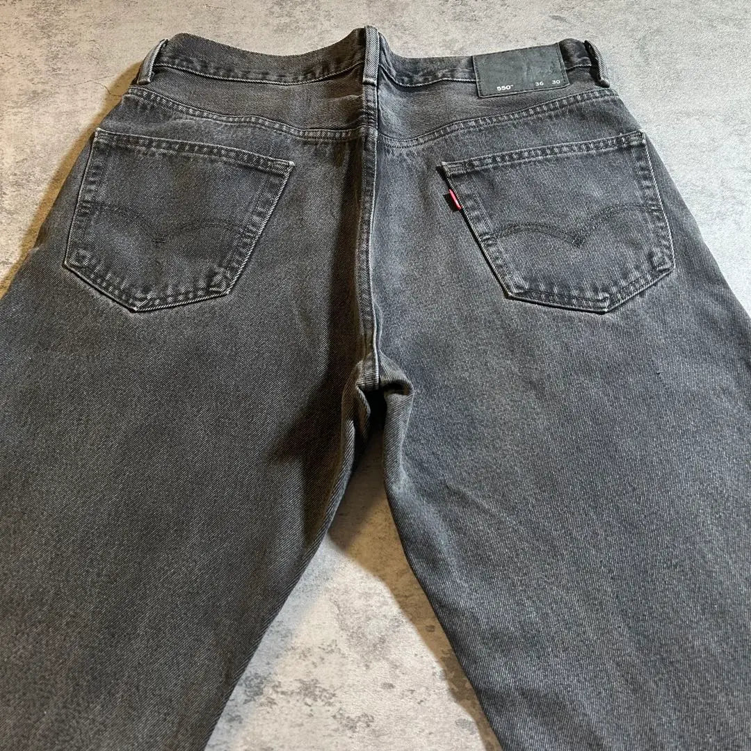 Levi's 550 Fade Black Denim Ink Black W36 Circle R Black Patch