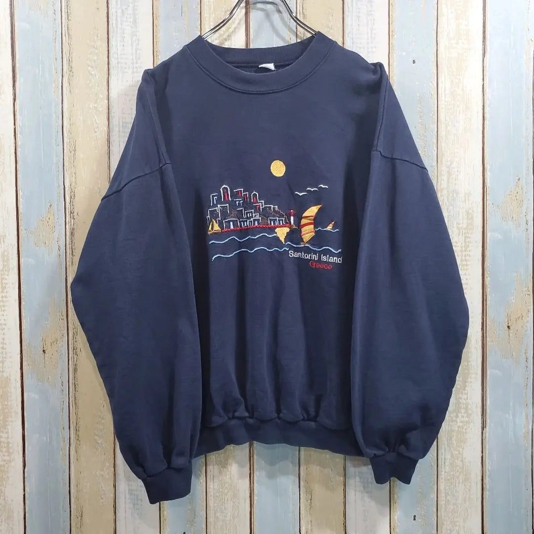 MT440☆Sweatshirt☆Design Embroidery☆Yacht☆L size