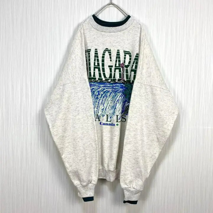 [Popular] Retro vintage clothing ☆ Vintage sweatshirt Canada Niagara Falls Double collar