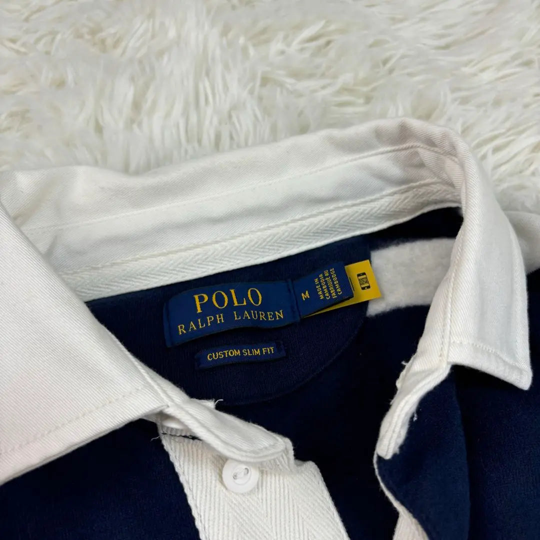 ✨ Productos hermosos ✨ Actual POLO RALPH LAUREN Polo de manga larga con borde M | ✨美品✨現行POLO RALPH LAUREN ボーダー 長袖ポロシャツM