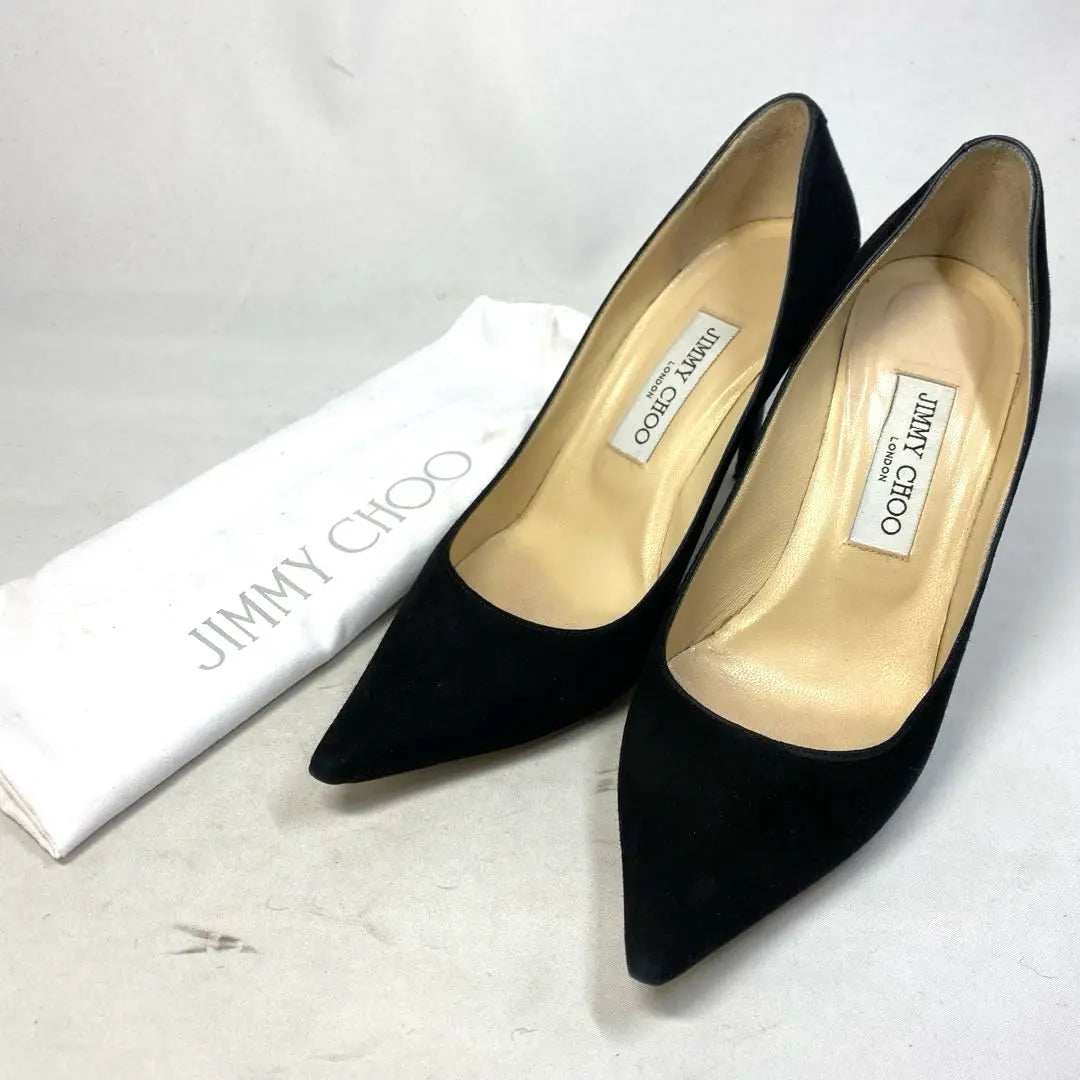 Jimmy Choo Size notation "37 1/2" Approximately 23.5-24 Black suede