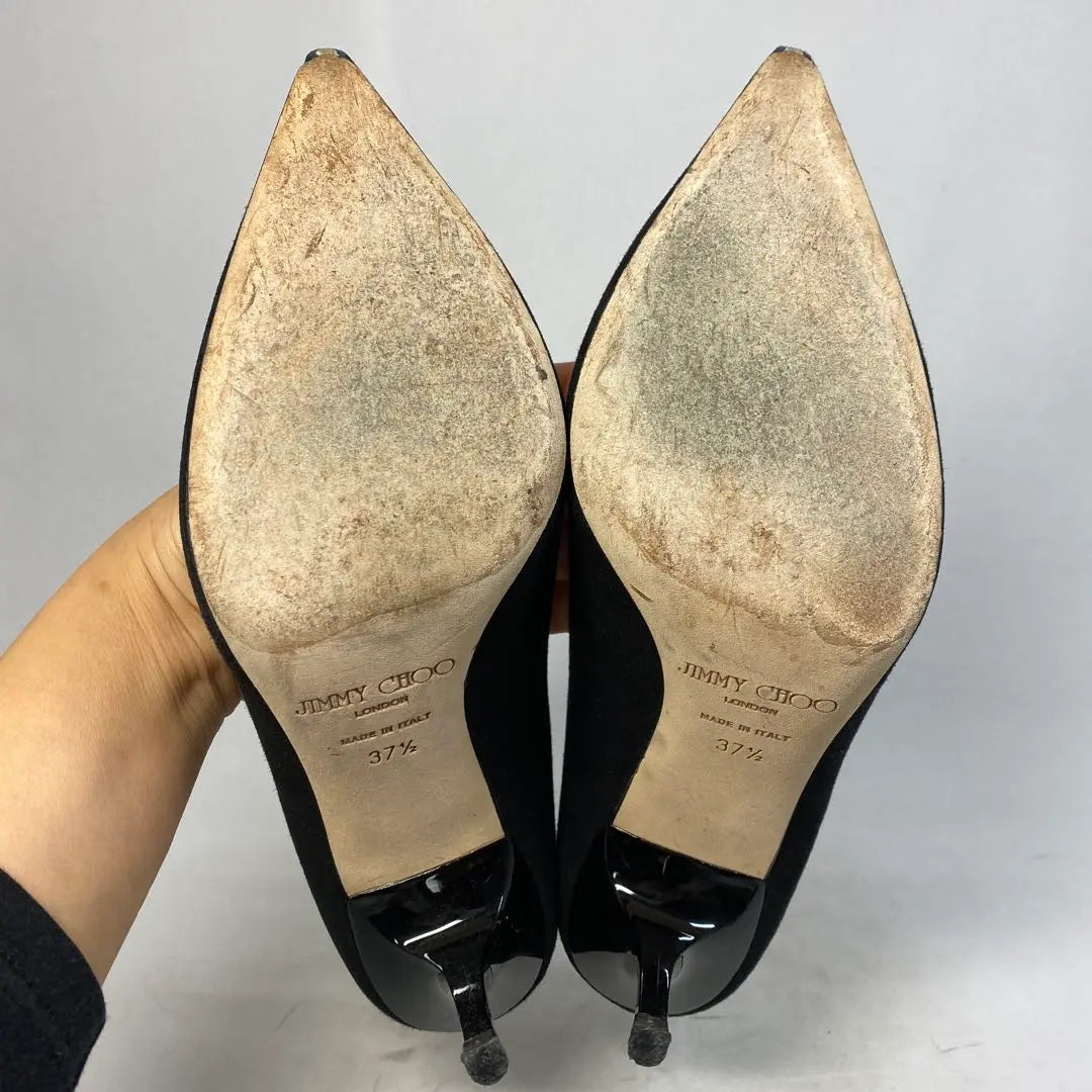 Jimmy Choo Size notation "37 1/2" Approximately 23.5-24 Black suede