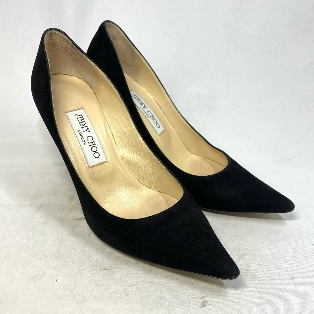 Jimmy Choo Size notation "37 1/2" Approximately 23.5-24 Black suede