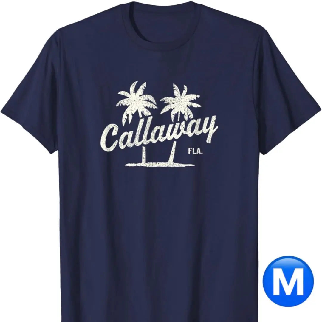 [New/Size M] Callaway Men's T-shirt Navy Palm Tree Illustration