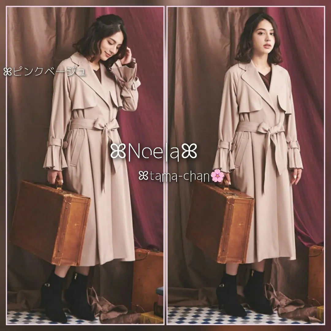 Exclusive/Good Condition Noela Sleeve Pleated Gown Trench/Pink Beige