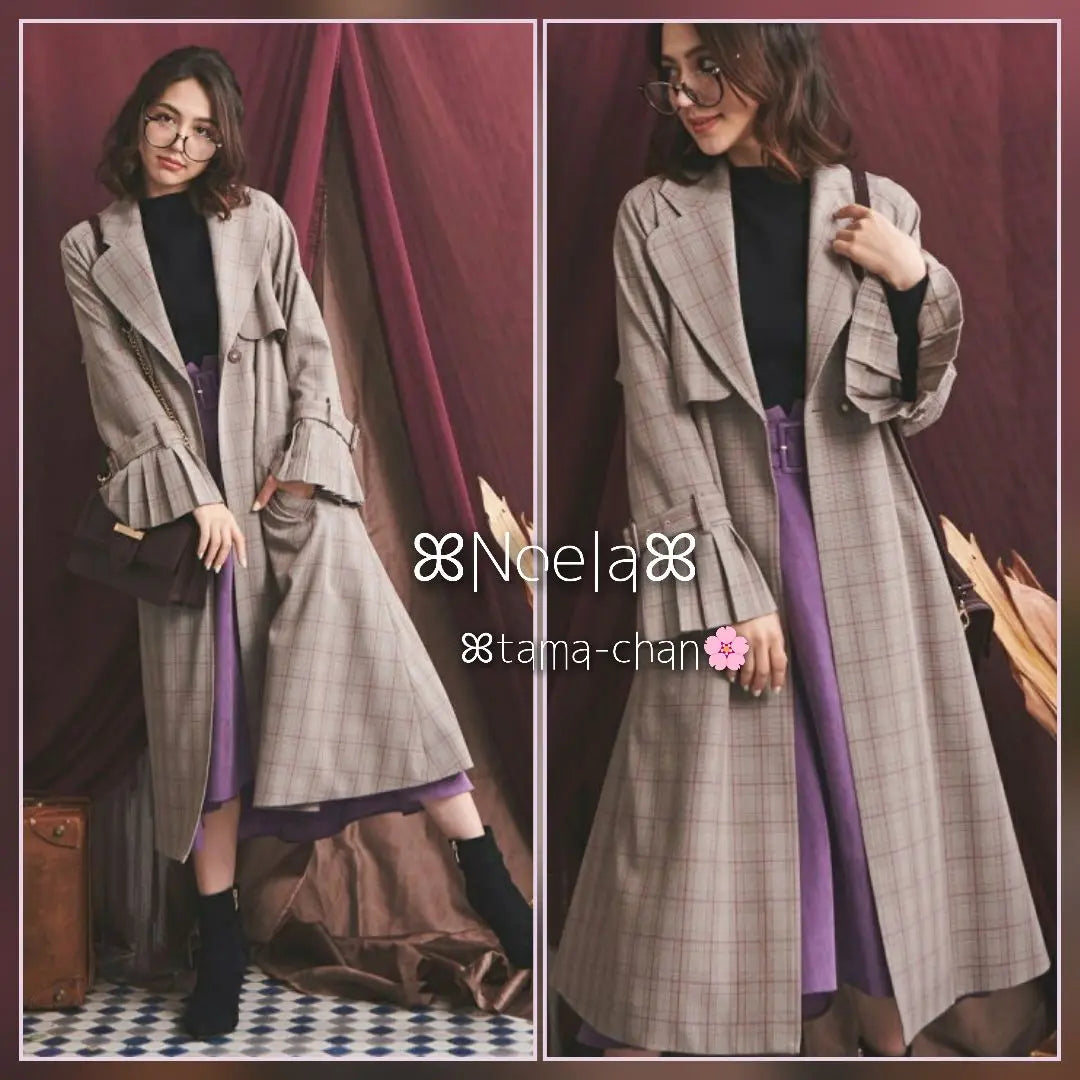 Exclusive/Good Condition Noela Sleeve Pleated Gown Trench/Pink Beige