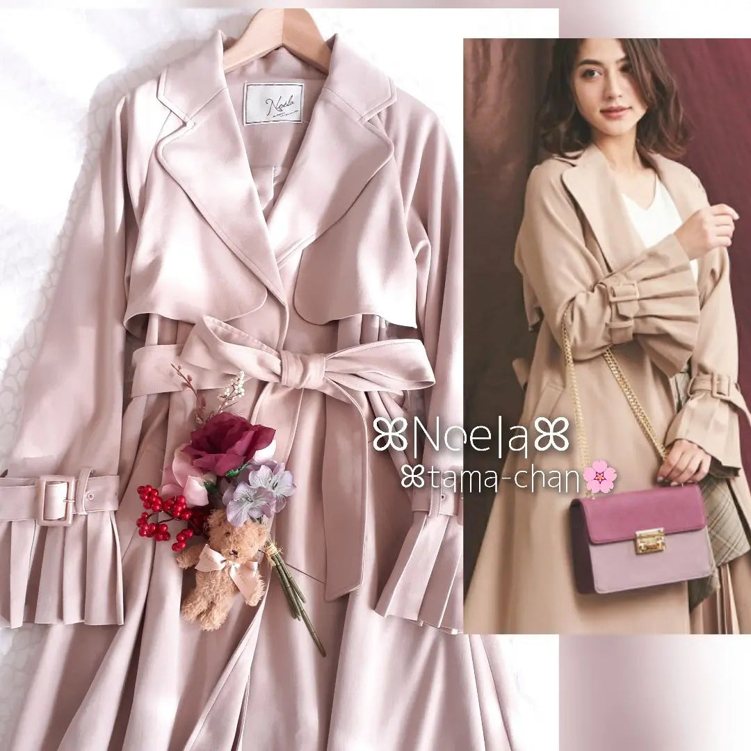 Exclusive/Good Condition Noela Sleeve Pleated Gown Trench/Pink Beige