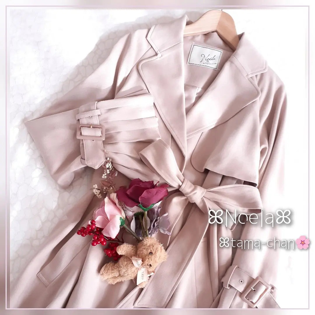 Exclusive/Good Condition Noela Sleeve Pleated Gown Trench/Pink Beige