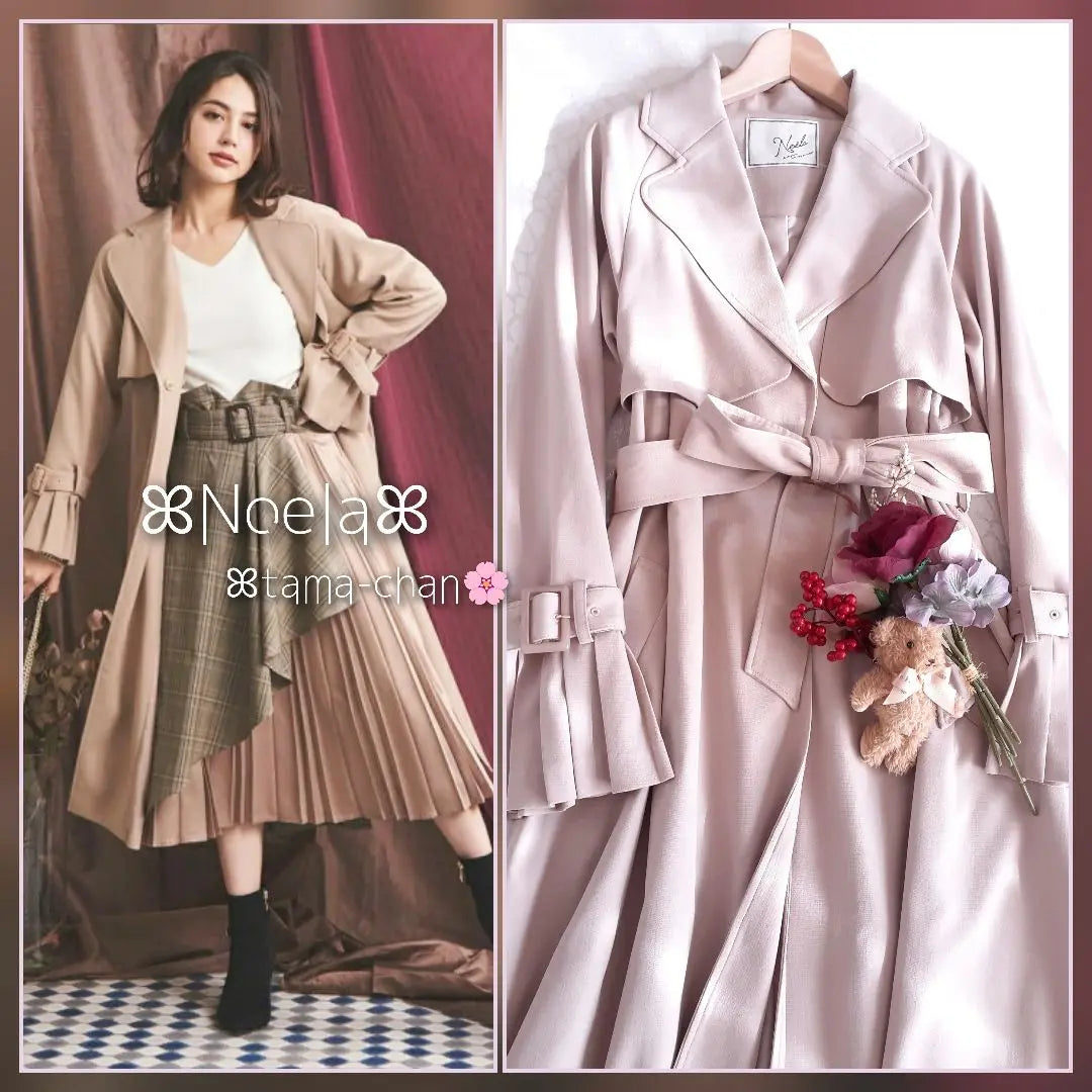 Exclusive/Good Condition Noela Sleeve Pleated Gown Trench/Pink Beige