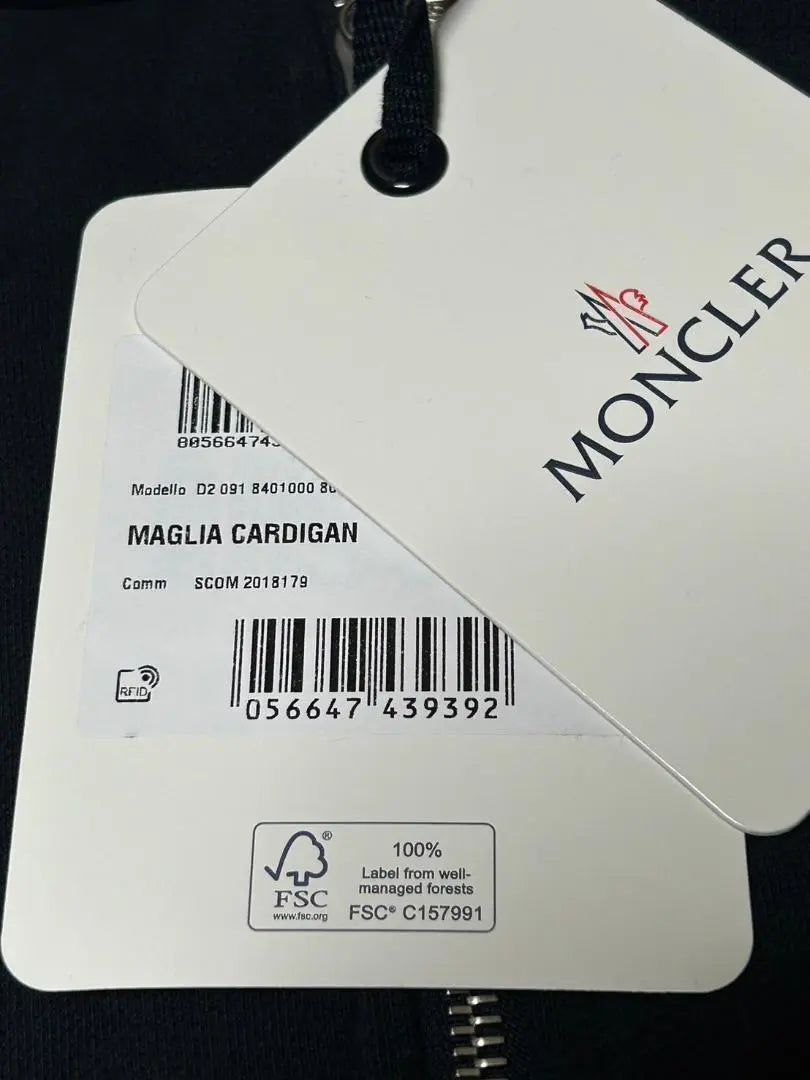 [New and unused] MONCLER Double Logo Zip-Up Hoodie L Navy Color