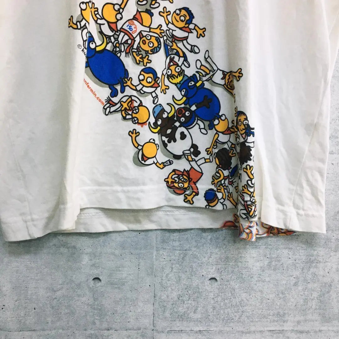 Z0078 KUKUXUMUSU Camiseta Kukuxumus Blanco M estampado doble cara | Z0078 KUKUXUMUSU ククスムス Tシャツ 白 M 両面プリント