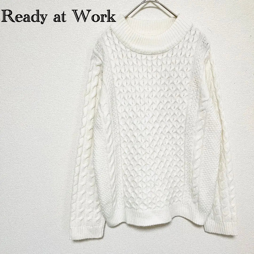 Ready at work cable knit sweater white A0651 | Ready at Work ケーブルニットセーター ホワイト a0651