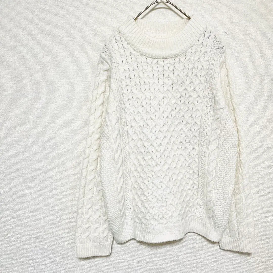 Ready at work cable knit sweater white A0651 | Ready at Work ケーブルニットセーター ホワイト a0651