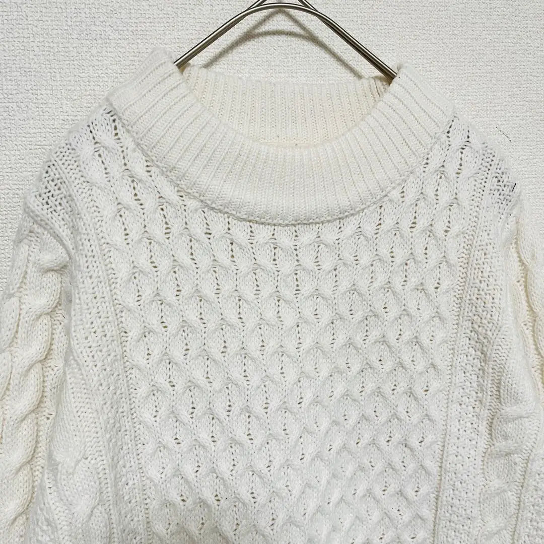 Ready at work cable knit sweater white A0651 | Ready at Work ケーブルニットセーター ホワイト a0651