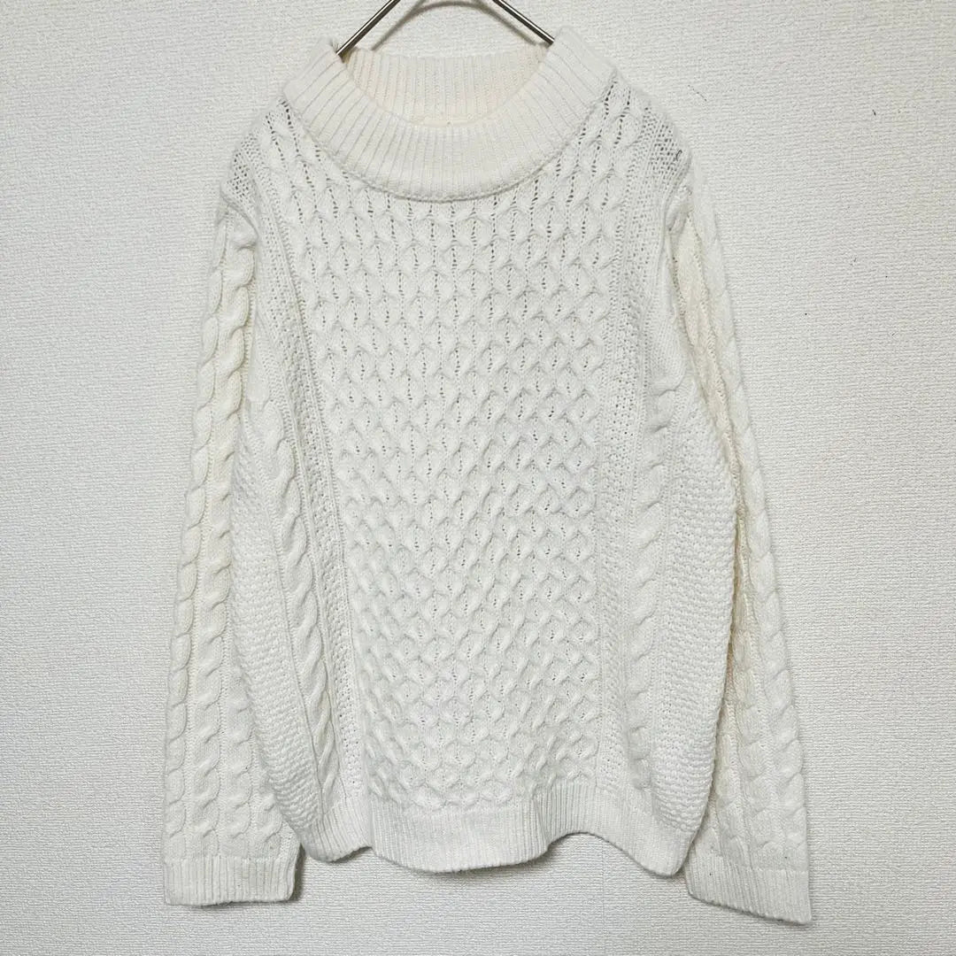 Ready at work cable knit sweater white A0651 | Ready at Work ケーブルニットセーター ホワイト a0651