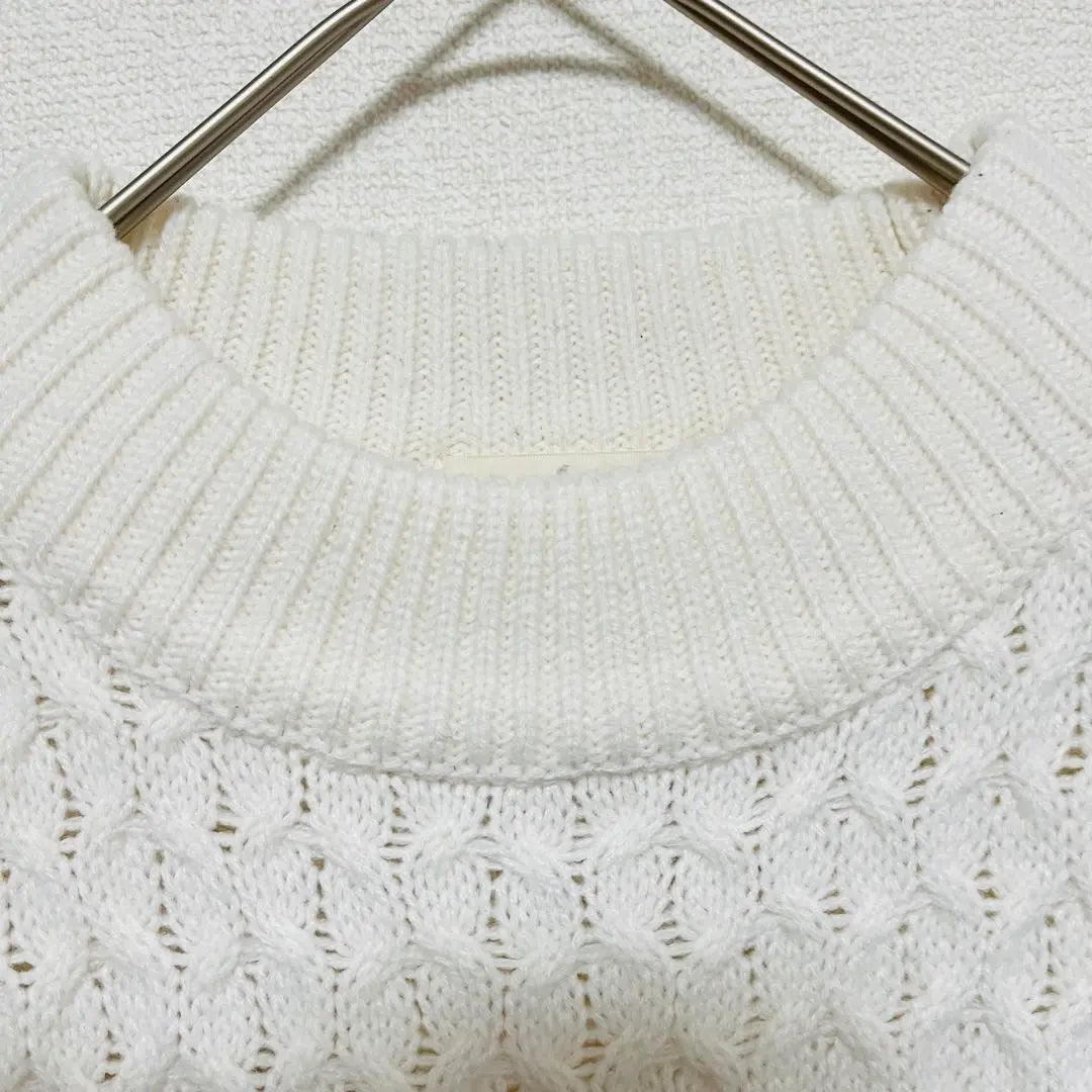 Ready at work cable knit sweater white A0651 | Ready at Work ケーブルニットセーター ホワイト a0651