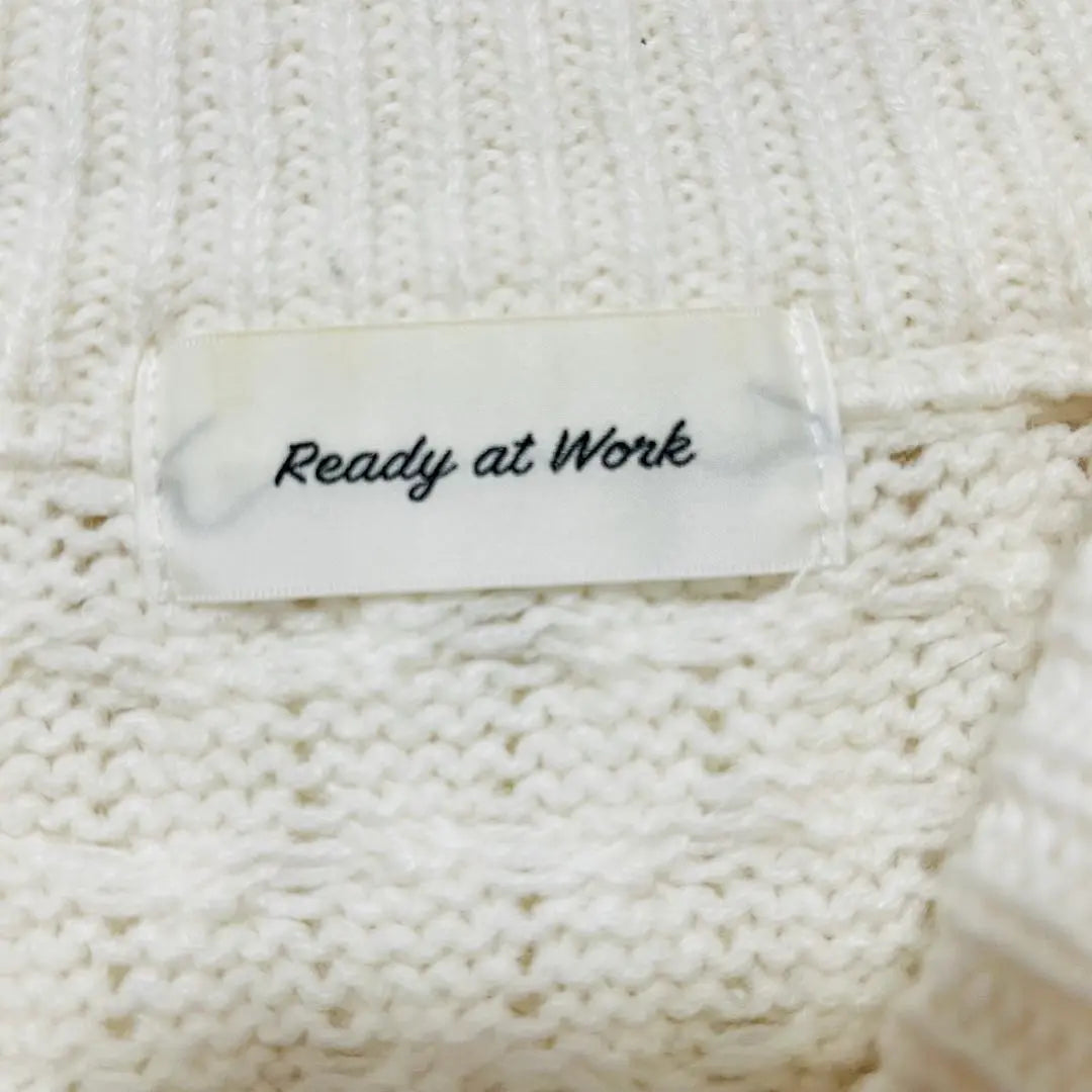 Ready at work cable knit sweater white A0651 | Ready at Work ケーブルニットセーター ホワイト a0651