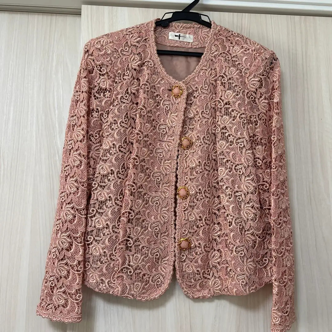 MF Marfuji Maruto Chaqueta Sin Color De Encaje Rosa Talla M | mf マルフジ 丸藤 ピンク レース ノーカラージャケット Mサイズ