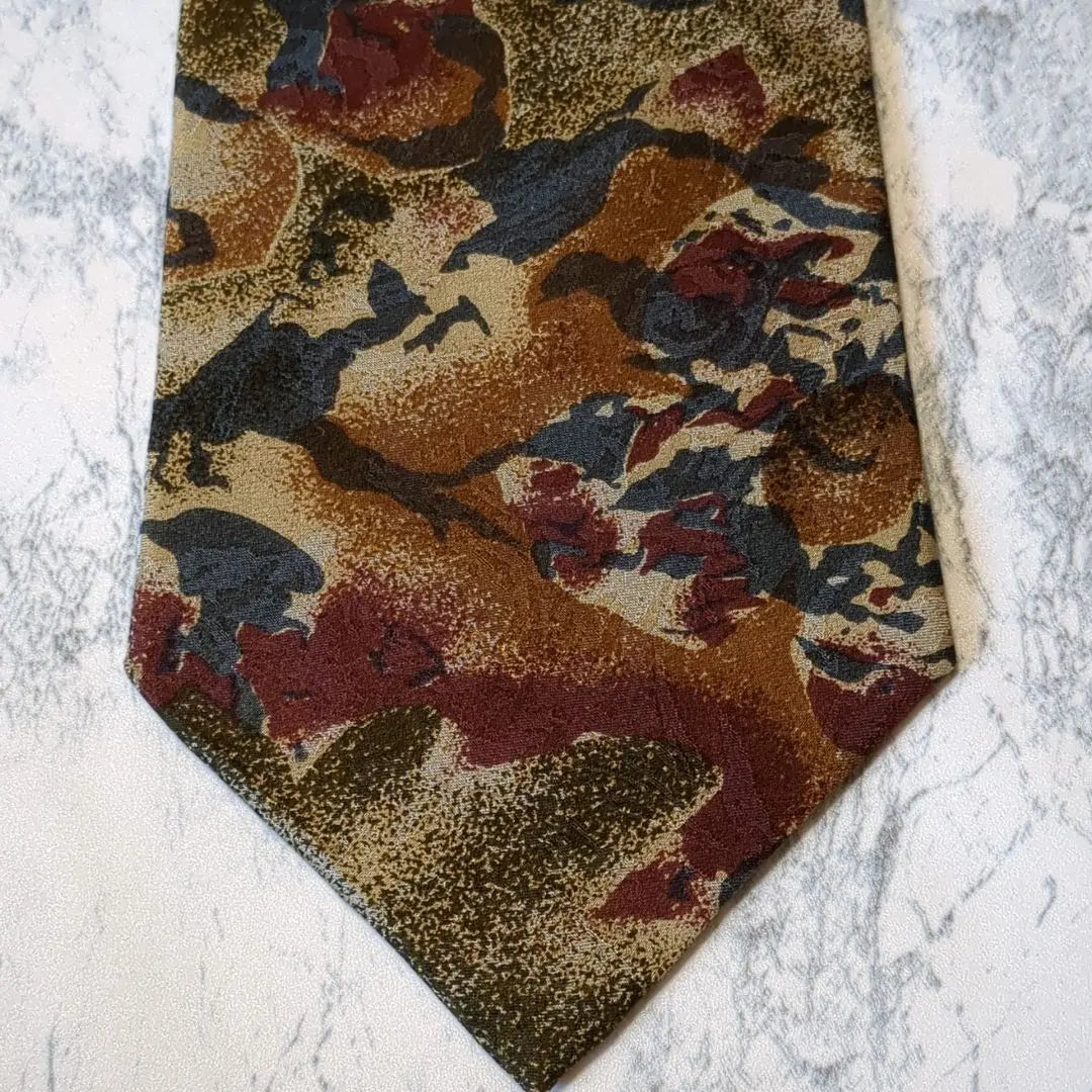 ✺SECILL LAMON✺Tie abstract pattern beige navy khaki red brown