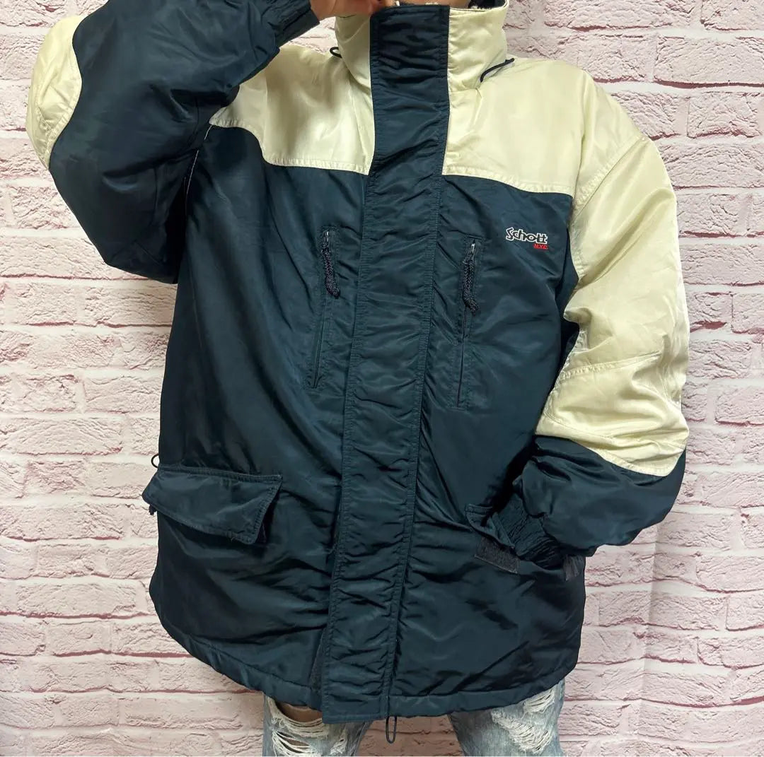 [☆ Outstanding stylish feeling ☆] Schott Down Jacket XL White Difficult to obtain one point | 【☆お洒落感抜群☆】SCHOTT ダウンジャケット XL 白 入手困難 一点物