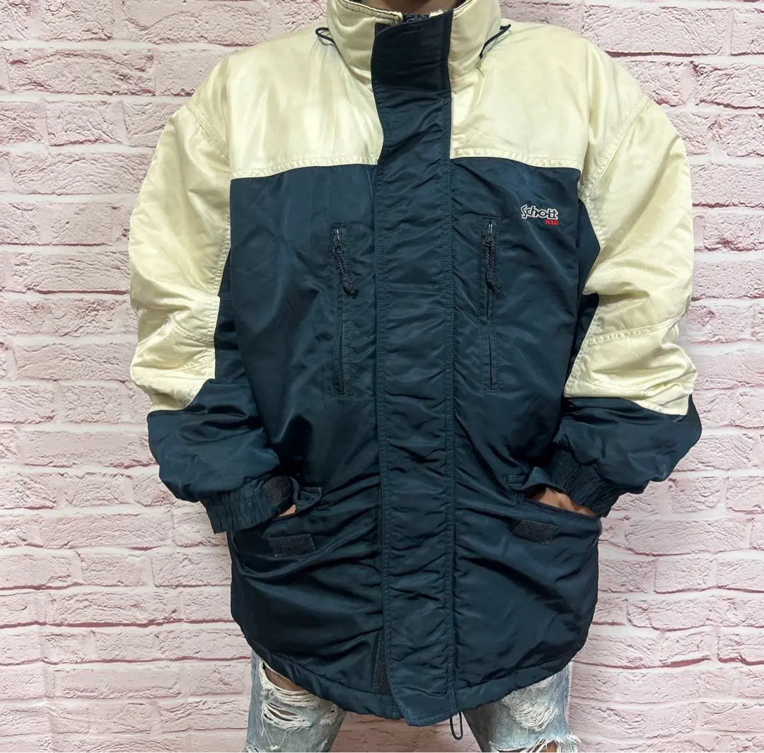 [☆ Outstanding stylish feeling ☆] Schott Down Jacket XL White Difficult to obtain one point | 【☆お洒落感抜群☆】SCHOTT ダウンジャケット XL 白 入手困難 一点物