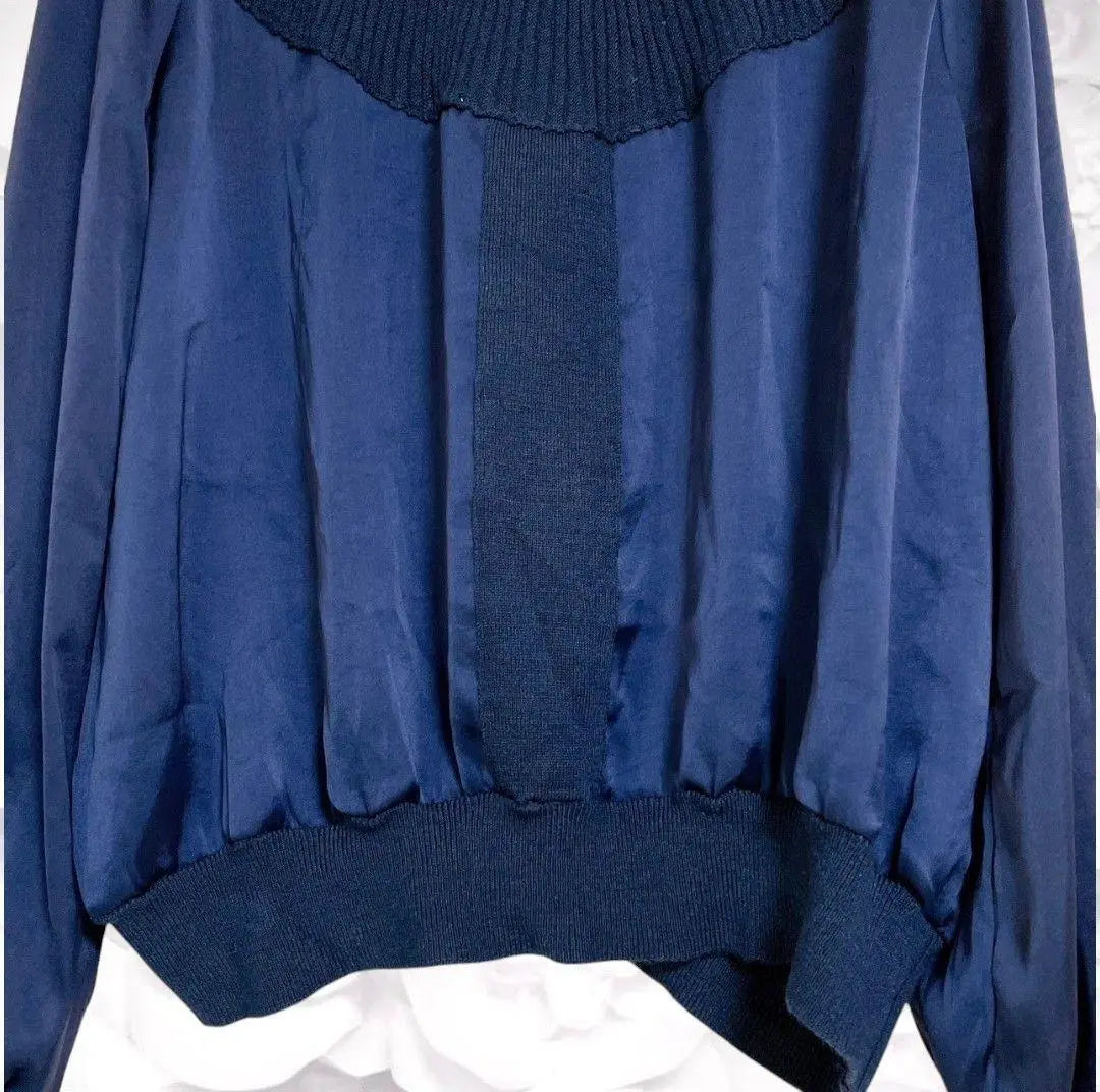 Blue Greed Cut and Sew [F] Navy/Navy Satin Docking Knit