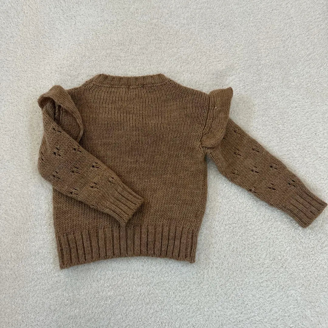 tocoto vintage brown frilled knit sweater 3y