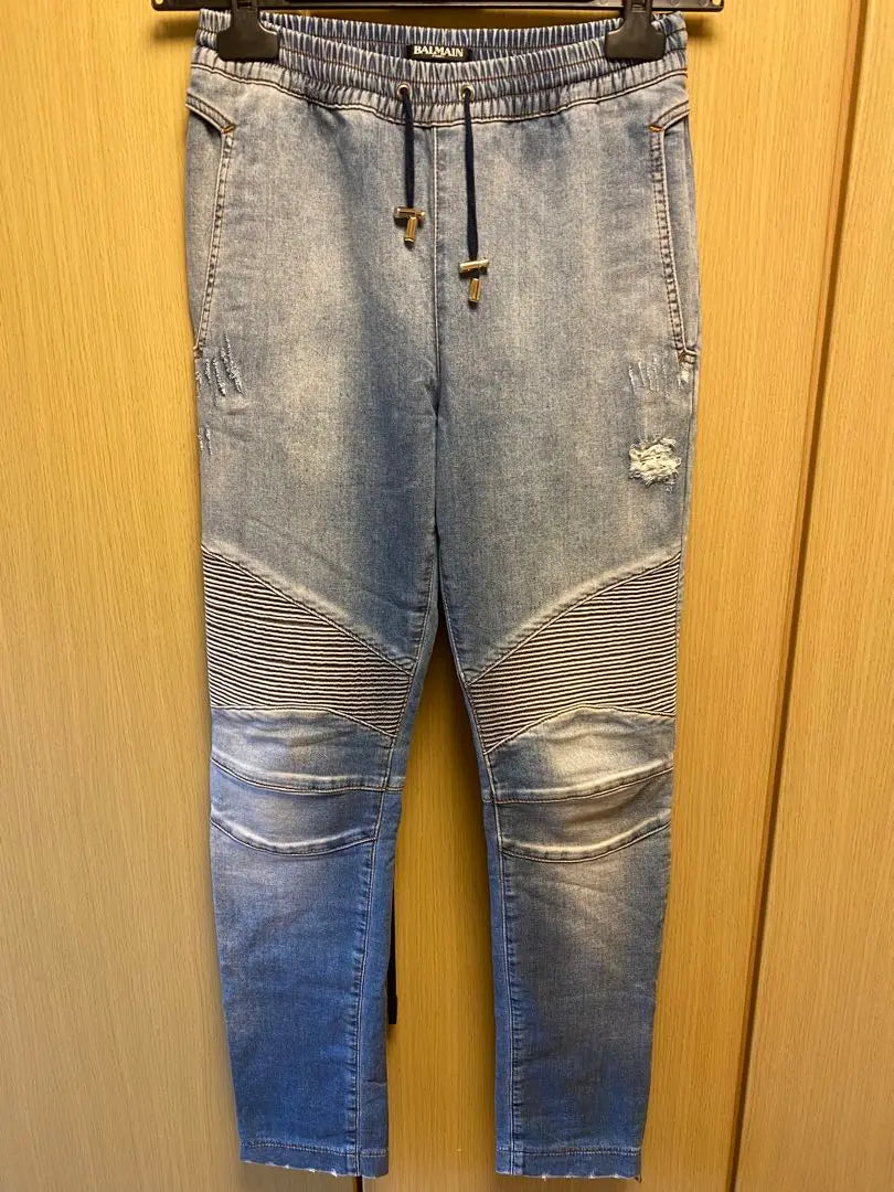 Genuine BALMAIN Balmain Biker Denim Fabric Sweatpants