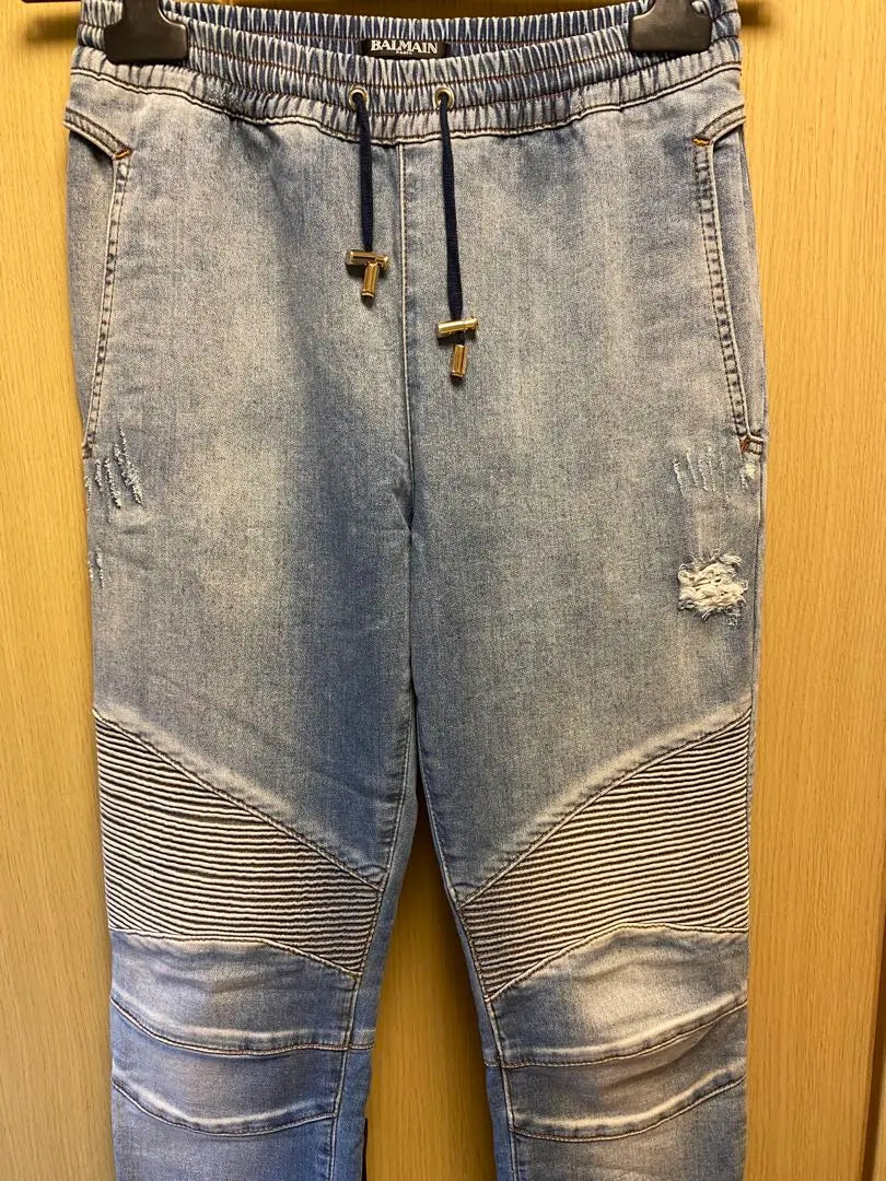 Genuine BALMAIN Balmain Biker Denim Fabric Sweatpants