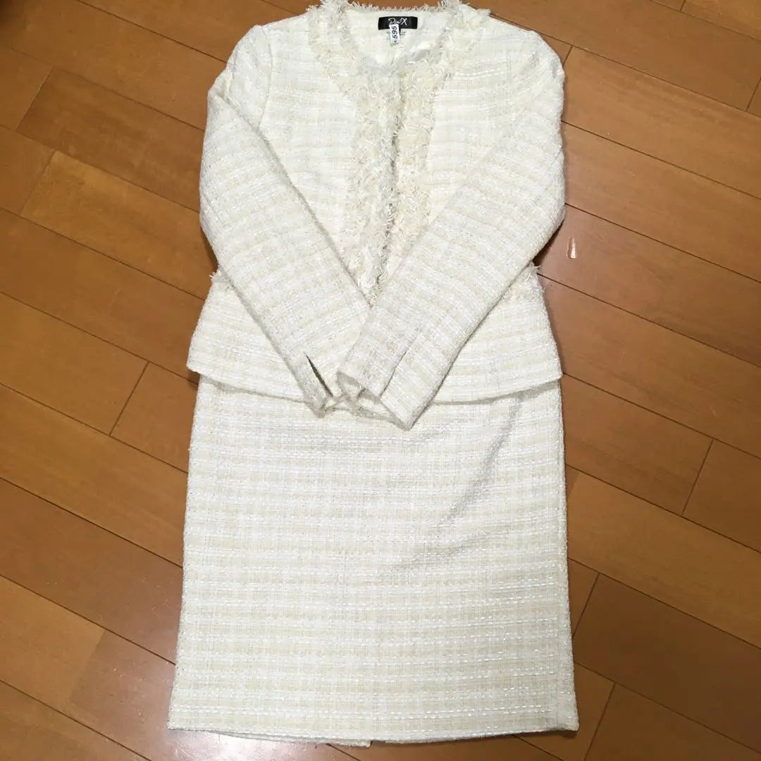 Ivory tweed suit set