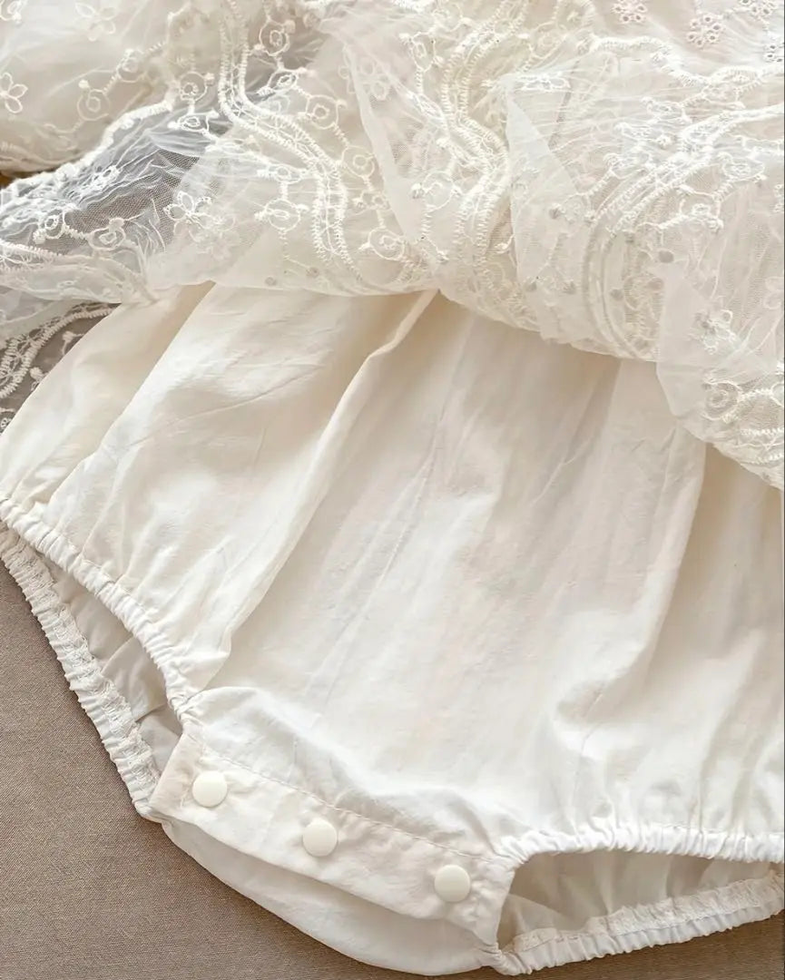 Ivory lace ruffled baby dress approx. 70-80cm