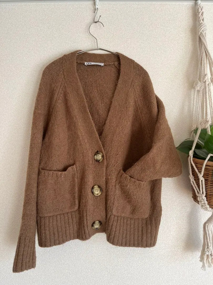 ZARA Soft Cardigan Alpaca Mixed Button S wool | ZARA ふんわり 柔らかカーディガン アルパカ混 べっこうボタン Ｓ 羊毛