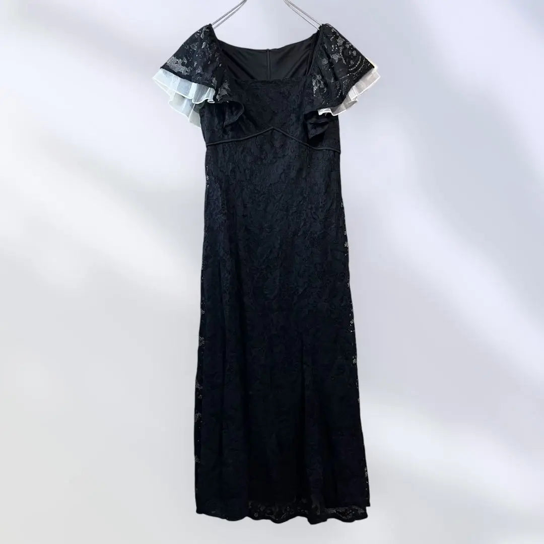 514 Beautiful condition ✨I-line short sleeve dress black long maxi lace large size