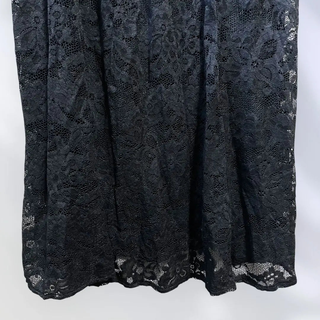 514 Beautiful condition ✨I-line short sleeve dress black long maxi lace large size