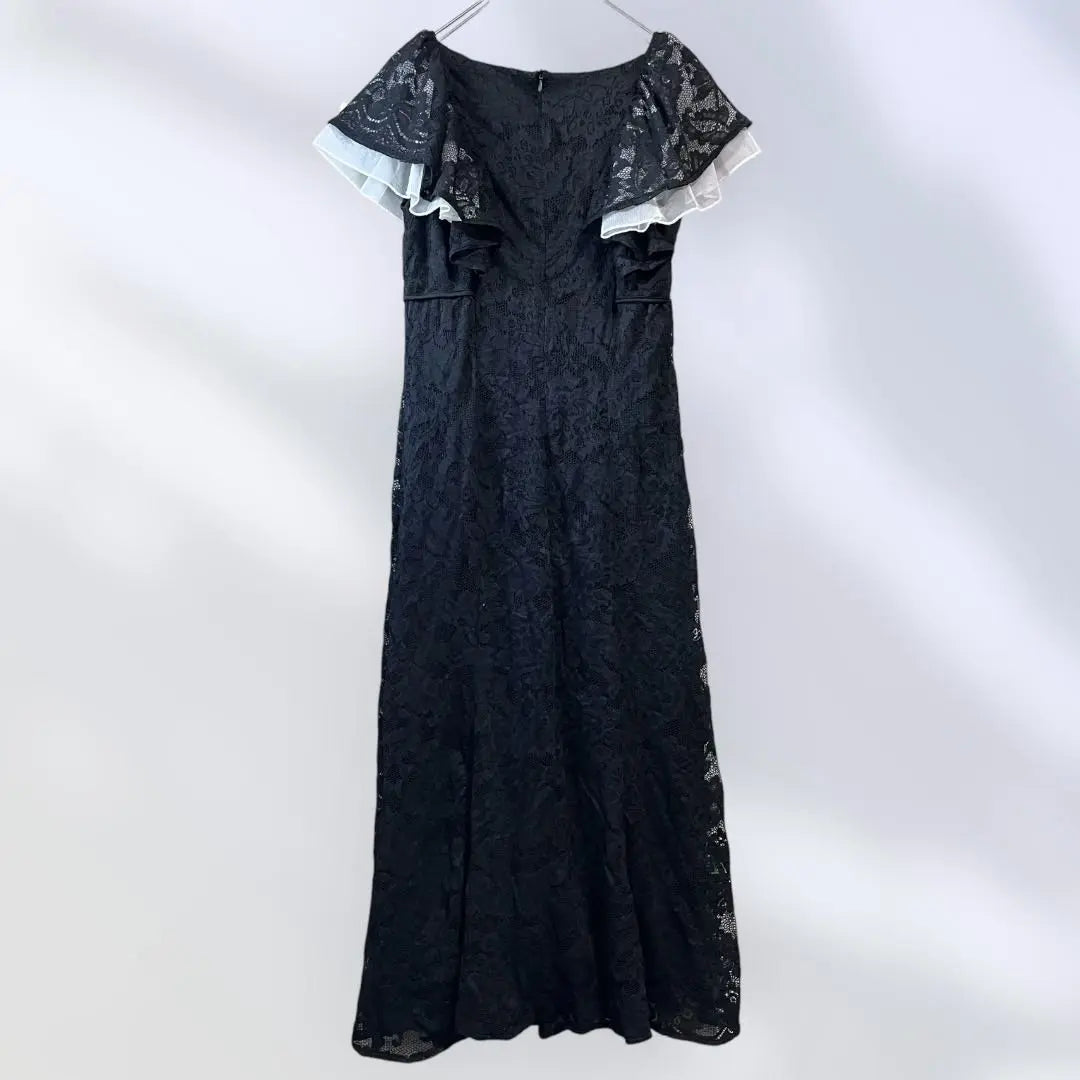 514 Beautiful condition ✨I-line short sleeve dress black long maxi lace large size