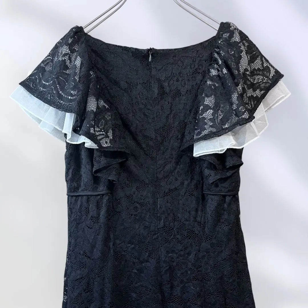 514 Beautiful condition ✨I-line short sleeve dress black long maxi lace large size