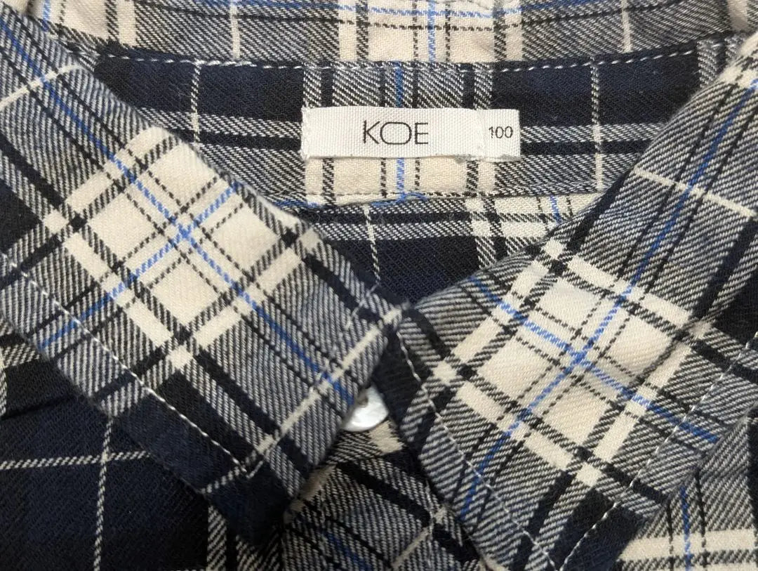 KOE☆100cm☆Long-sleeved shirt☆Navy check☆Spring clothes Autumn clothes Winter clothes☆