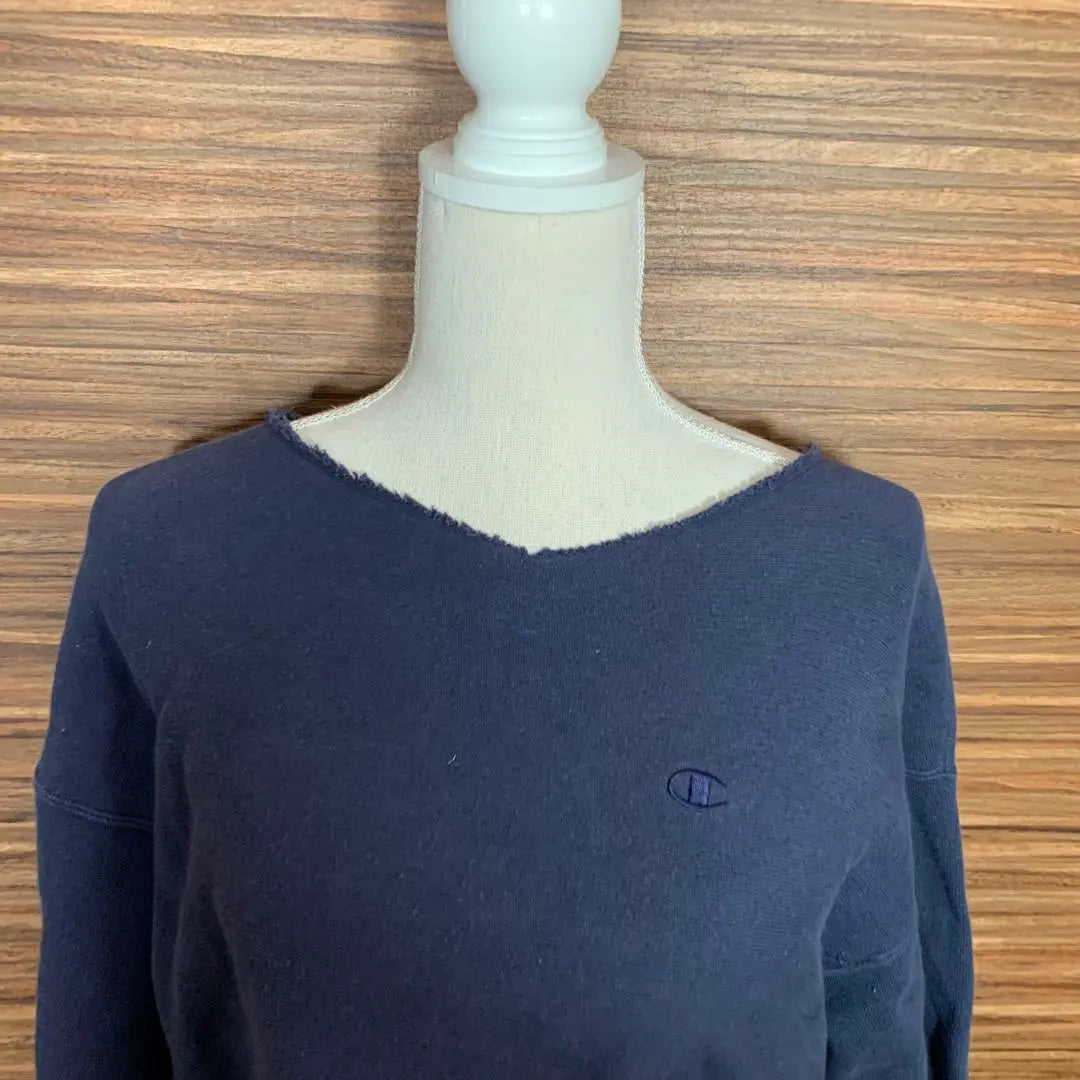 champion knit T-shirt size M navy navy women's 7/4 length