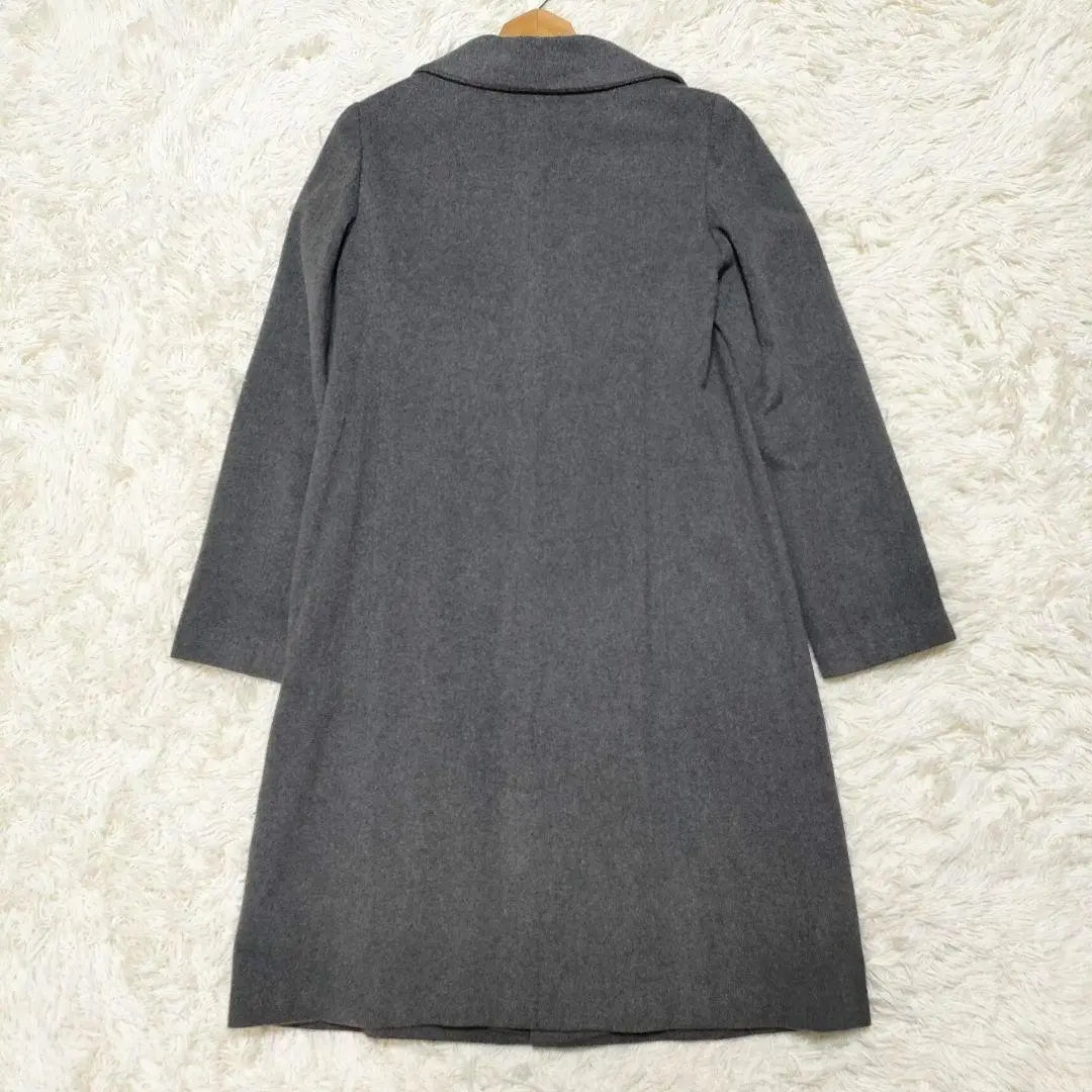 Gallievey Long Coat 100% Cashmere Stand Collar Gray