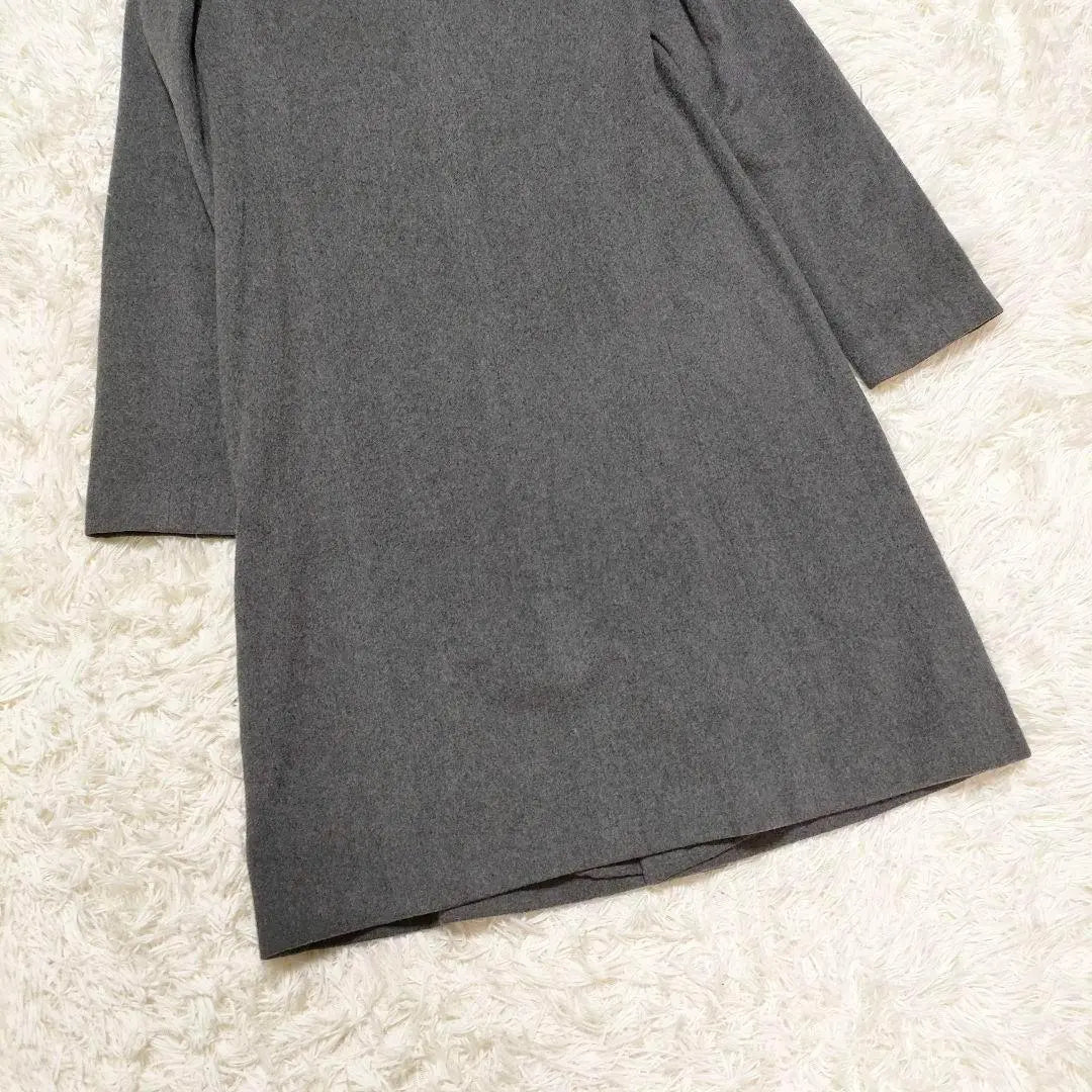 Gallievey Long Coat 100% Cashmere Stand Collar Gray