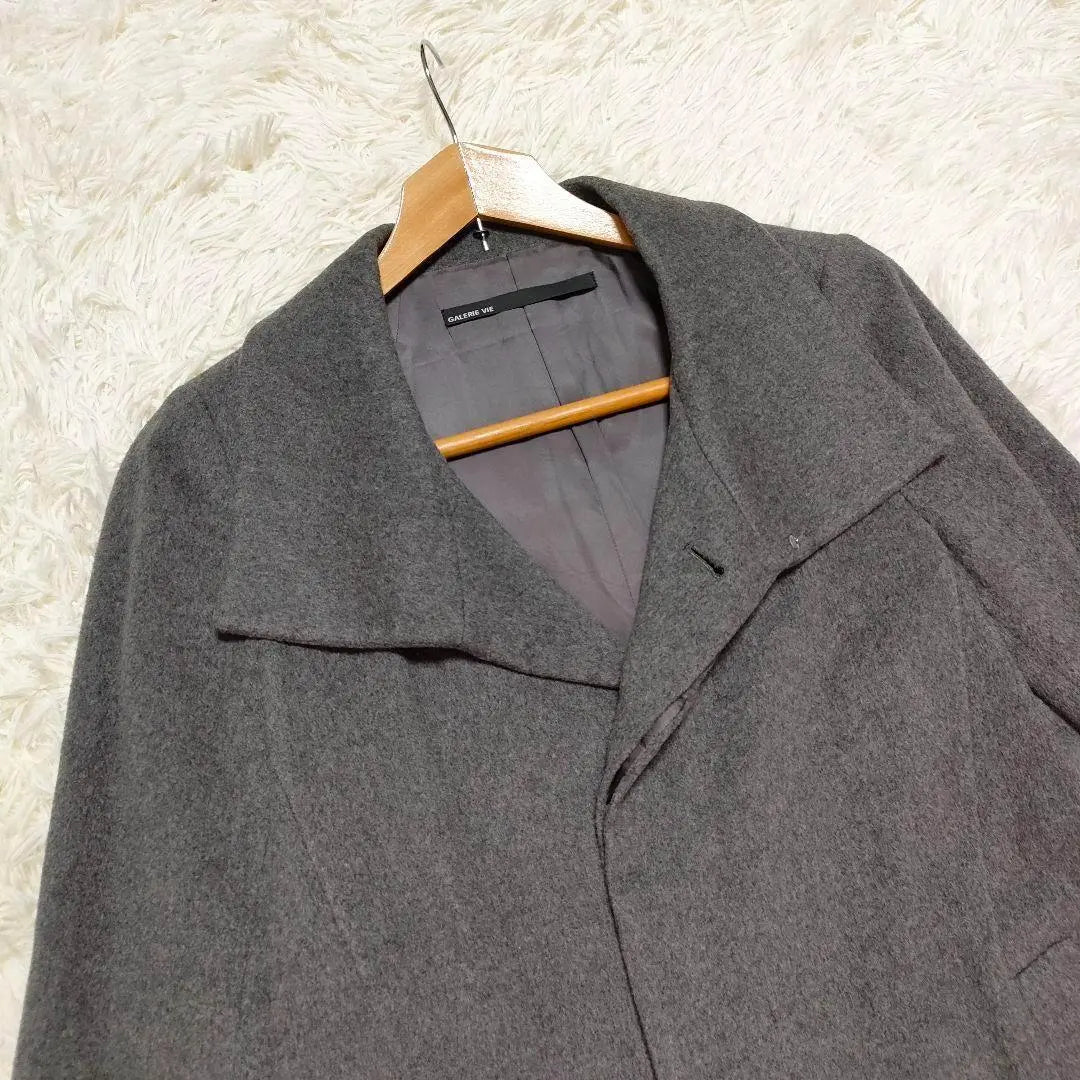 Gallievey Long Coat 100% Cashmere Stand Collar Gray