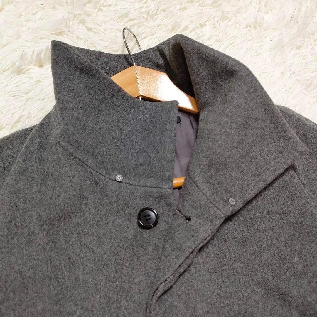 Gallievey Long Coat 100% Cashmere Stand Collar Gray