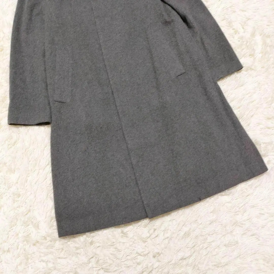 Gallievey Long Coat 100% Cashmere Stand Collar Gray