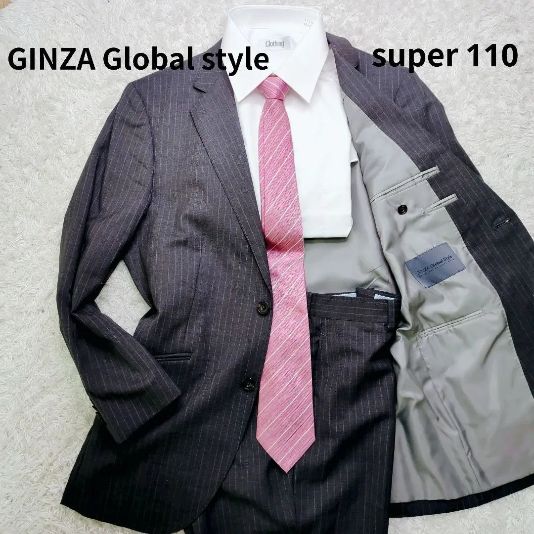 Ginza Global Style Suit 2 Piece Gray Stripe Super 110