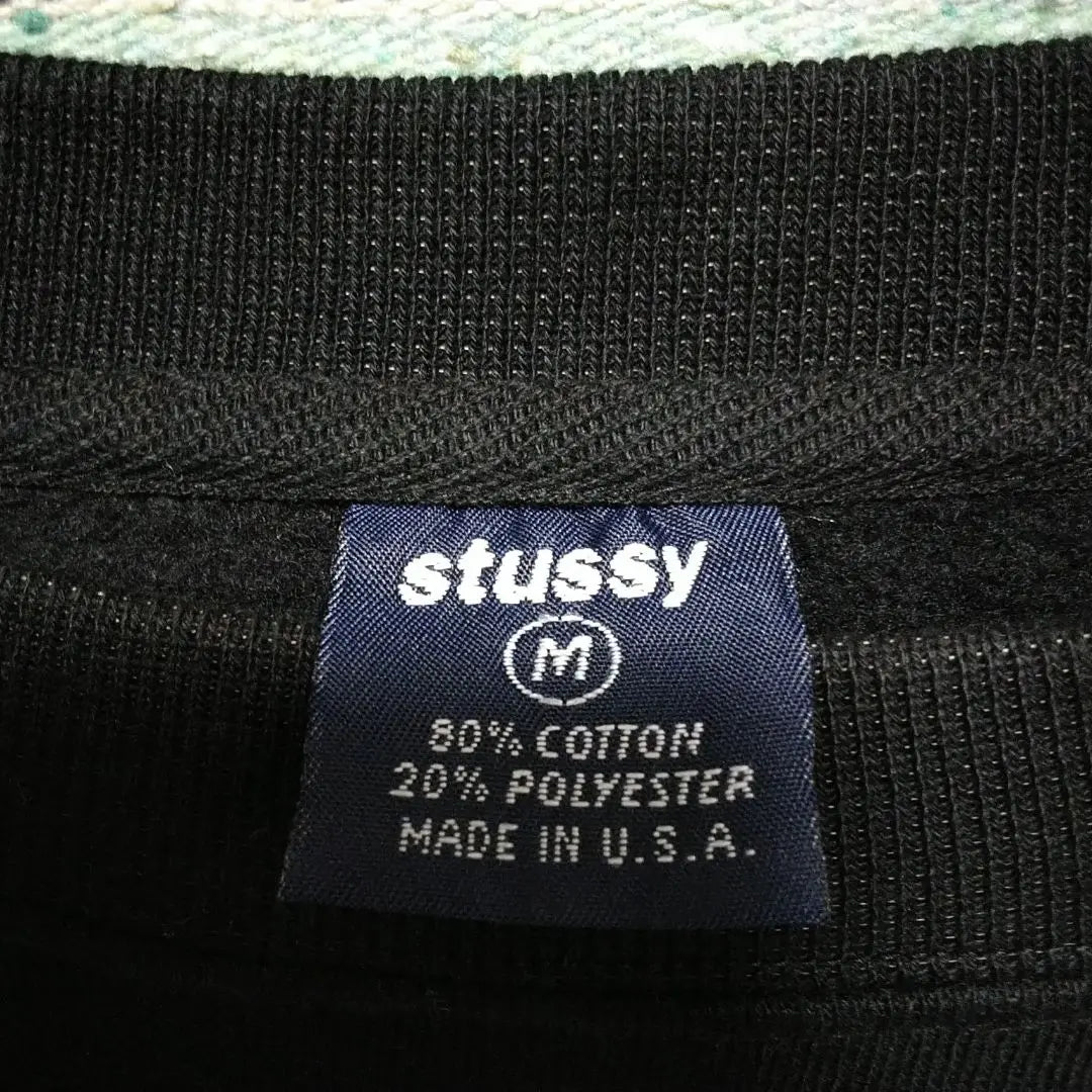 90s old stussy sweatshirt made in USA navy tag shadow jazzman