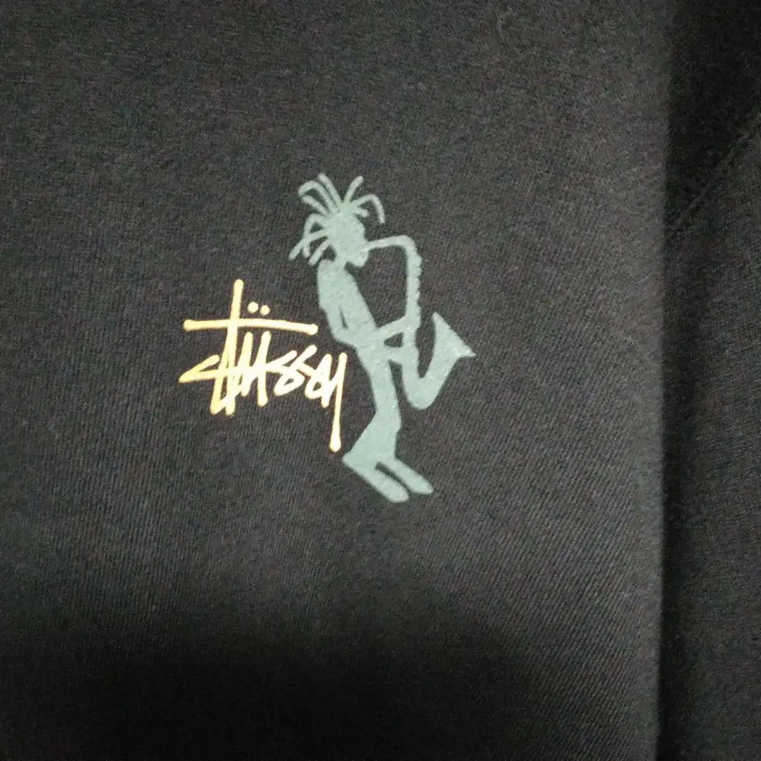 Sudadera Stussy de los años 90 fabricada en EE. UU. Etiqueta azul marino Shadow Jazzman