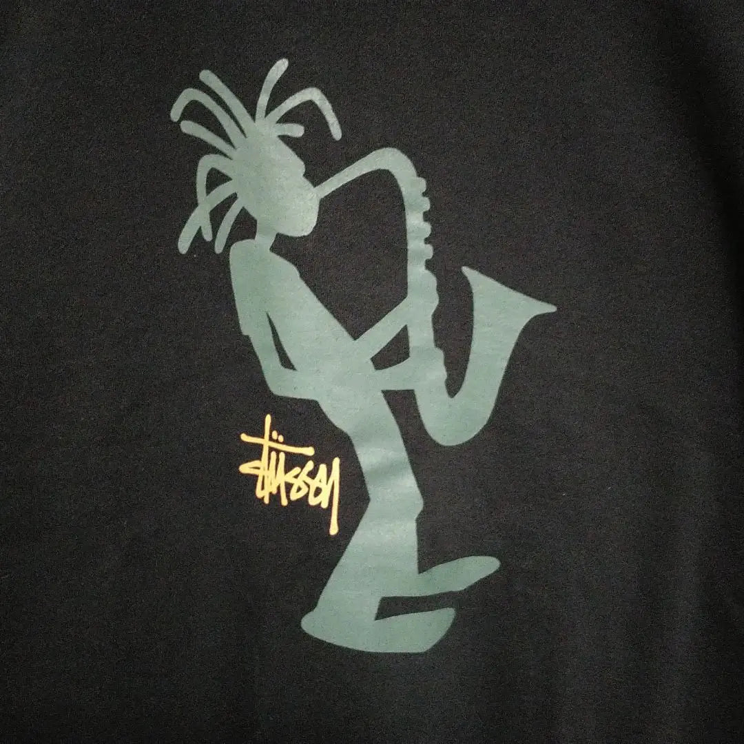 90s old stussy sweatshirt made in USA navy tag shadow jazzman