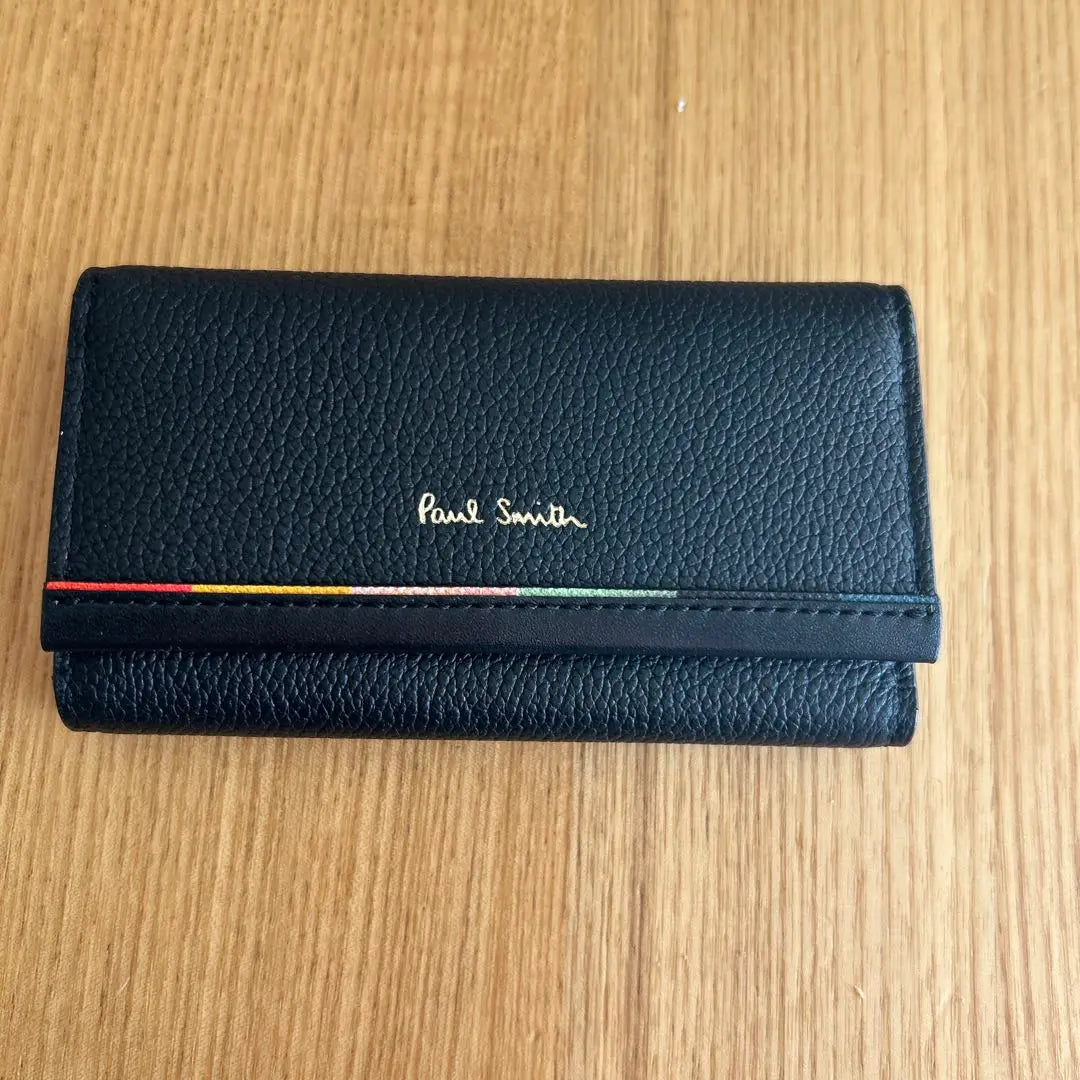 Estuche para llaves de cuero negro Paul Smith sin usar, piel de vaca y oveja