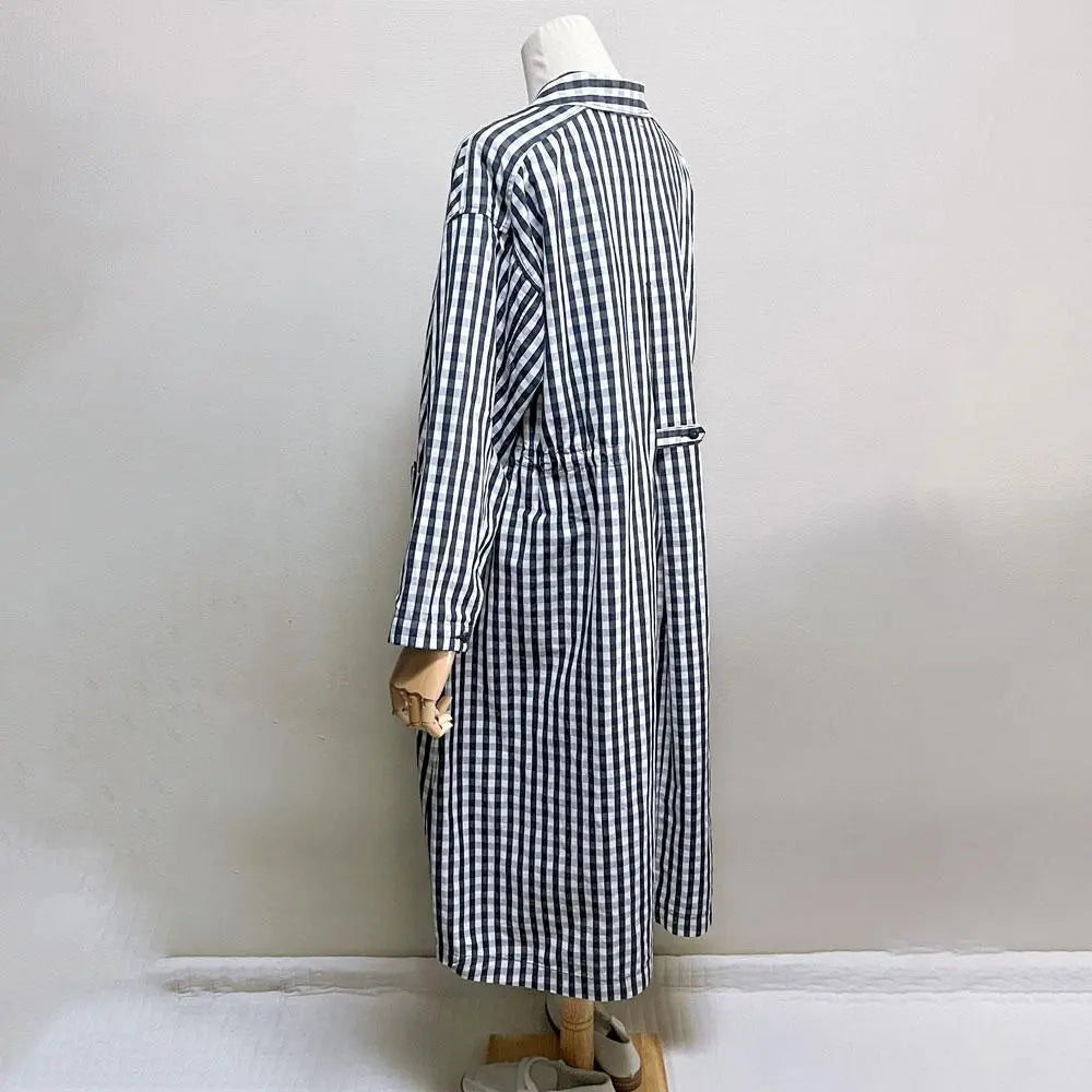 Beauty Grand Mama Dotter Gingham Check Spring Court Long Jacket | 美品 グランママドーター ギンガムチェック スプリング コート ロングジャケット